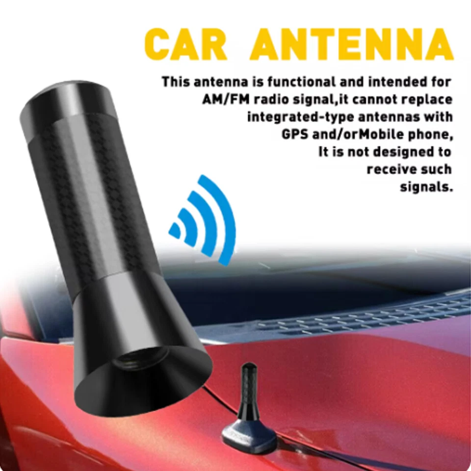 Antena aérea de radio AM/FM 1,4" aspecto de carbono mástil de radio para Ford E-350 Super Duty Foto 3 de 4