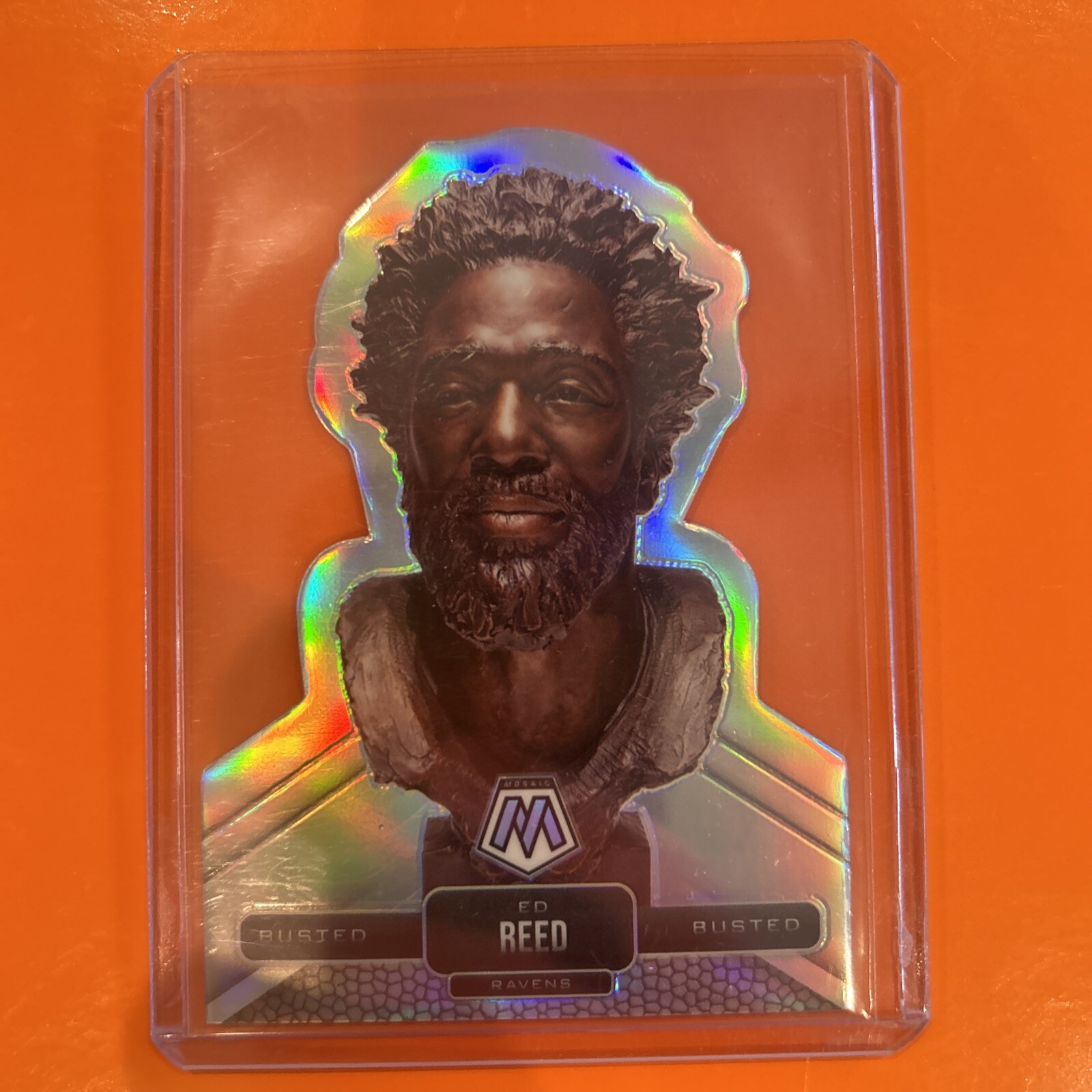 Ed Reed 2021 Panini Mosaic Busted CASE HIT SP SSP Die Cut Prizm Silver Card BU-6