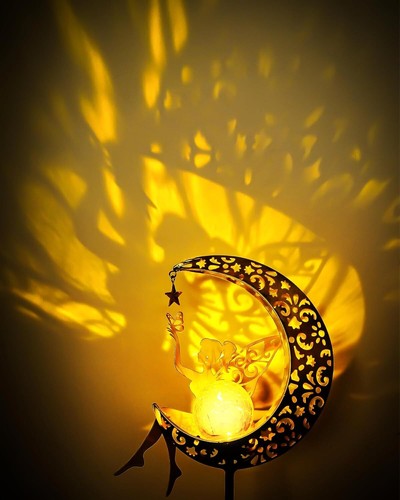 Fairy Moon Figurine Light Stake, Housewarming Ornament for Patio, Lawn, Yard - Picture 5 of 8
