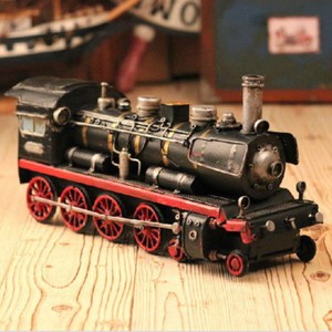 Hand-Made-Tin-Metal-HO-Scale-Model-Railroad-Trains-Steam-Locomotive-Home-Decorat