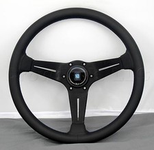 Nardi Steering Wheel Deep Corn 350 Mm Type A Horn Black Smooth Leather - Blue