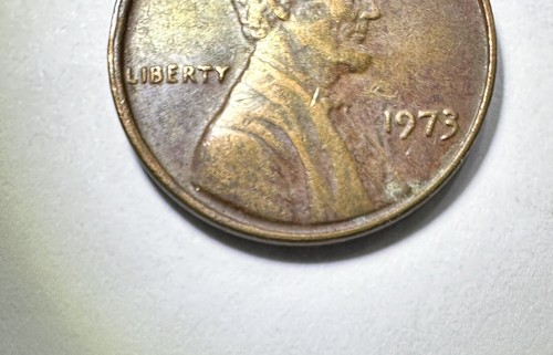 1973 No Mint Mark Penny, Strike Error, DD, Double Rim, Large FG - Picture 2 of 9