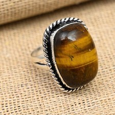Tiger's Eye Gemstone Handmade 925 Sterling Silver Ring Jewelry
