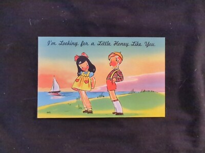 Vintage Postcard  ''I'm Looking For A Little Honey Like You'' UNUSED Linen