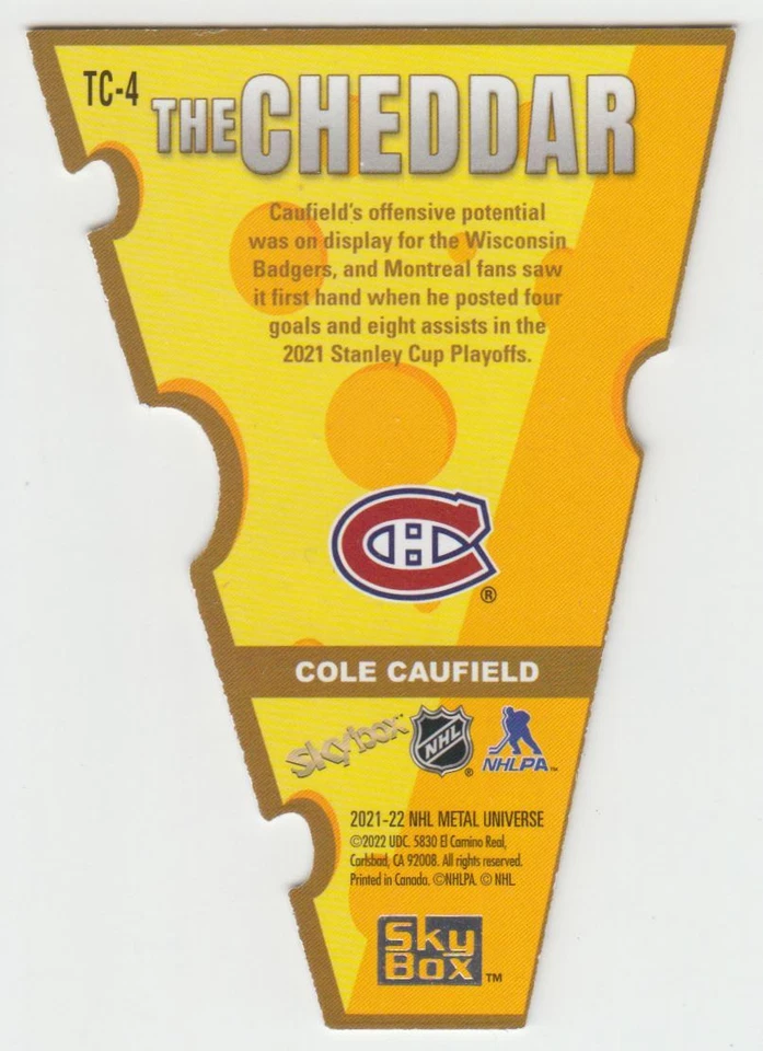2021-22 Skybox Metal Universe The Cheddar Cole Caufield Montreal Canadiens #TC-4 - Image 2 of 2