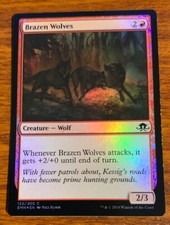2016 MTG Wizards of the Coast Eldritch Moon Foil Brazen Wolves #122/205 Used