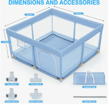 TEAYINGDE Baby Playpen: Large Toddler Play Yard Fence with Mat, 50"x50", Blue