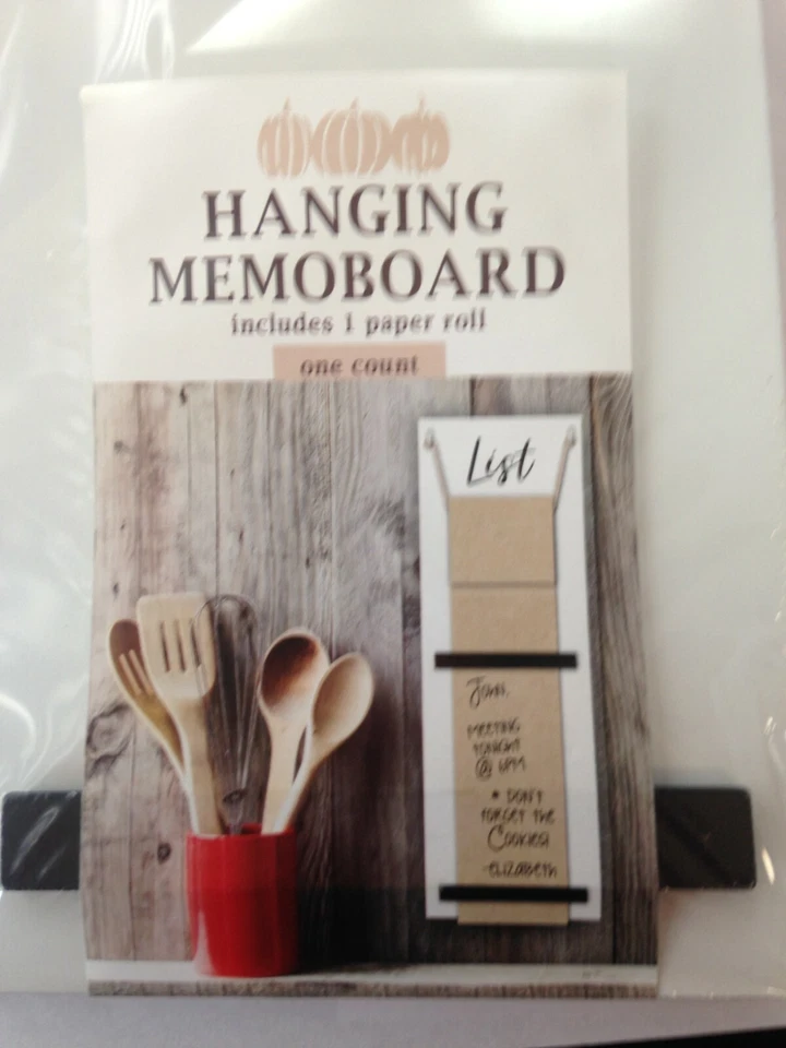 Hanging Wooden Memo Board With Paper Roll Notes Lists White 13.5" x 4.5" - Image 2 of 3