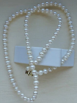 60 cm ♦️ Neu Süsswasser Zucht Perlen Collier Kette 9Kt Gold Verschluss ♦️♦️ 8936 - Bild 1 von 4