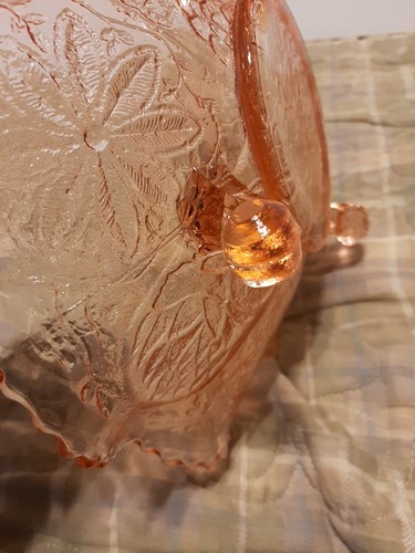 Fenton Art Glass Depression WATER LILY Pink Footed Bowl - Picture 8 of 12