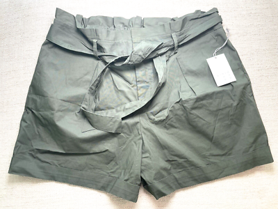 NWT A NEW DAY Olive Green Paper Bag Tie Front Dress Cotton Shorts Women  Size XL | eBay