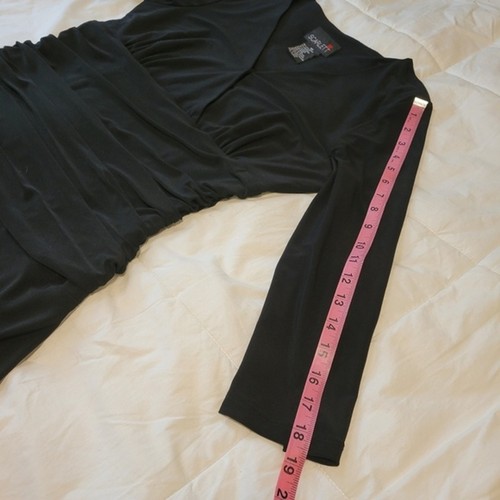 Scarlet Mujer Midi Pequeño Vestido Negro Talla 12 Cintura Fruncida Ajuste y Llamaradas - Imagen 5 de 10