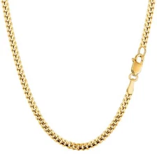 14k Yellow Real Gold Gourmette Chain Necklace, 3.0mm, 30"