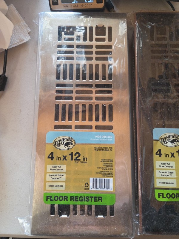 Hampton Bay Art Nouveau 4"x 12" Steel Floor Register in Brushed Nickel 