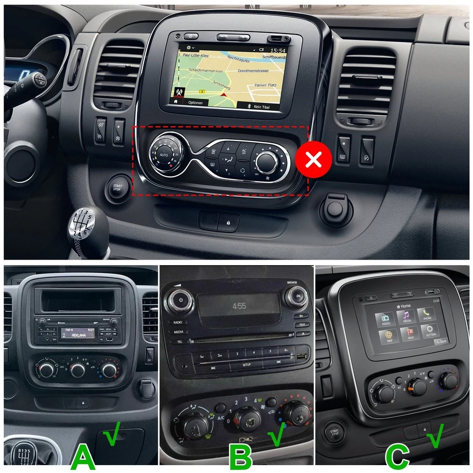 Per Opel Vivaro B Renault Trafic DAB+ CarPlay autoradio Android13 GPS navigatore - Immagine 2 di 4