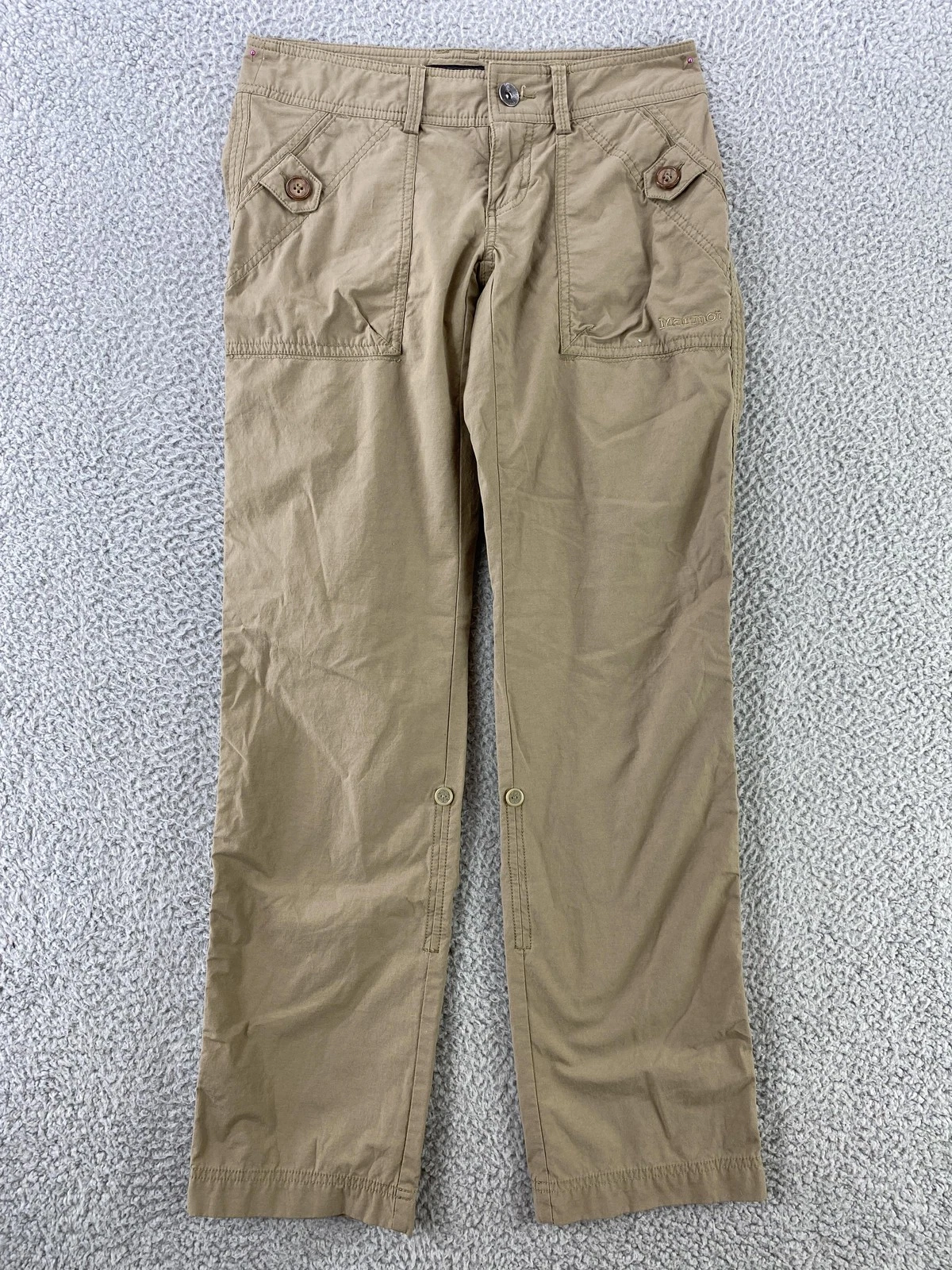 Marmot Cargo Pants Womens 2 Beige Hiking Stretch Roll Up Lightweight Outdoor