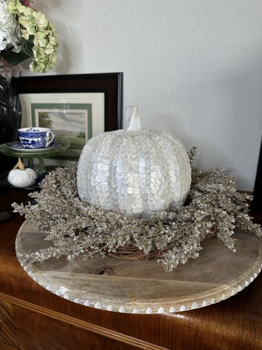 Sparkling Wreath Champagne Glitter Dazzling Crystal Wicker Door Centerpiece 20” - Picture 6 of 9