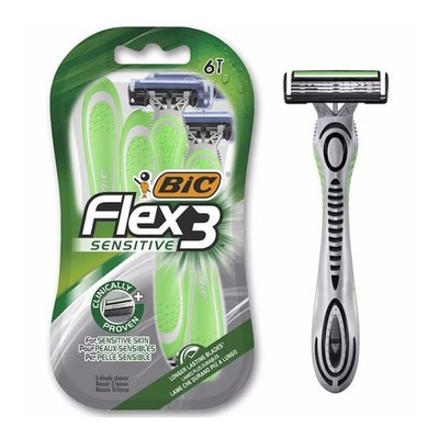 BiC-3 Sensitive Rasierer Men Flex 3 Klingen Einweg enge & präzise Rasur PK-6