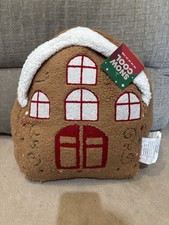 NEW, GINGERBREAD HOUSE THROW PILLOW, 12" X 24" X 5", CHRISTMAS