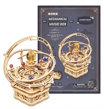 Starry Night ROKR Mechanical Music Box Wood 3D Puzzle Celestial Solar Stars New 
