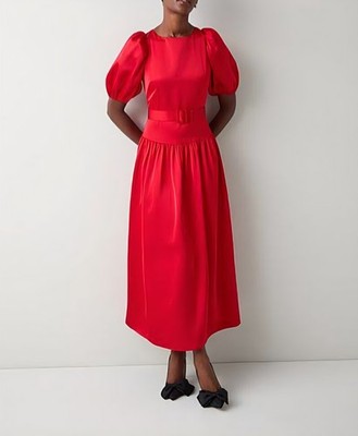 LK Bennett Rene Red Occasion Dress Red Crystal Belt size 6 UK