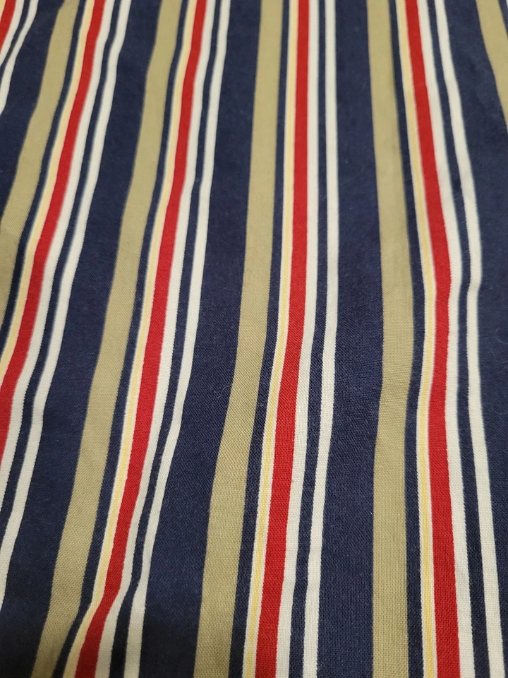 Basic Editions Shirt Mens XL Striped Short Sleeve Button Up Casual Navy Tan Red - Image 4 of 4