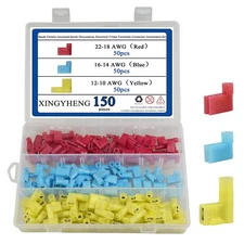 150-Pcs Nylon Spade Female Insulated Quick Disconnects 22-10 Gauge Crimp