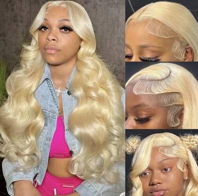  KingSup 613 Blonde Body Wave 100% Human Hair 13x4Lace Front Wig Soft 