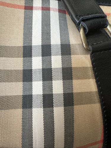 BURBERRY Haymarket Classic Nova Check Knit Canvas Beige Boston Vintage BAG - Picture 14 of 24