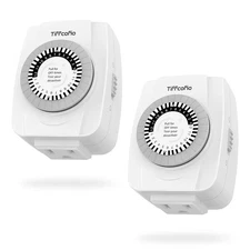 24-Hour Programmable Outlet Timer, 3 Prong, 2 Pack, ETL Listed