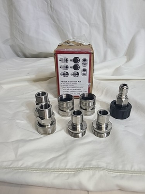 #ad 7 Pc Pressure Washer Adapter Set Stainless Steel Quick Connect Disconnect $15.99