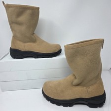 Lands End Girls Tan Suede Fleece Lined Winter Boots Size 3 Fits Womens 4.5 5
