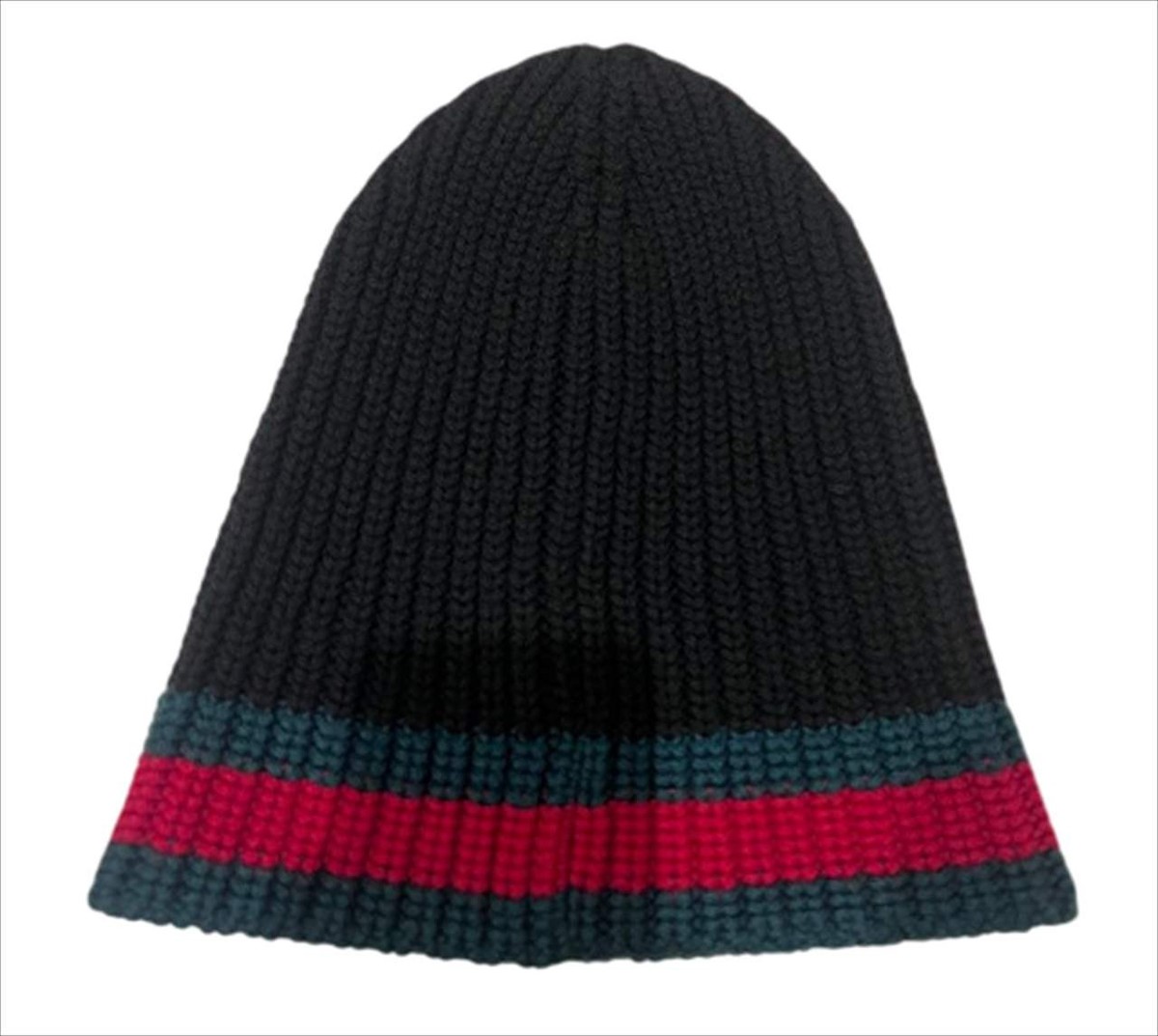 GUCCI Beanie Hat Web Line Red Green Black 100% Wool Size: M 58cm