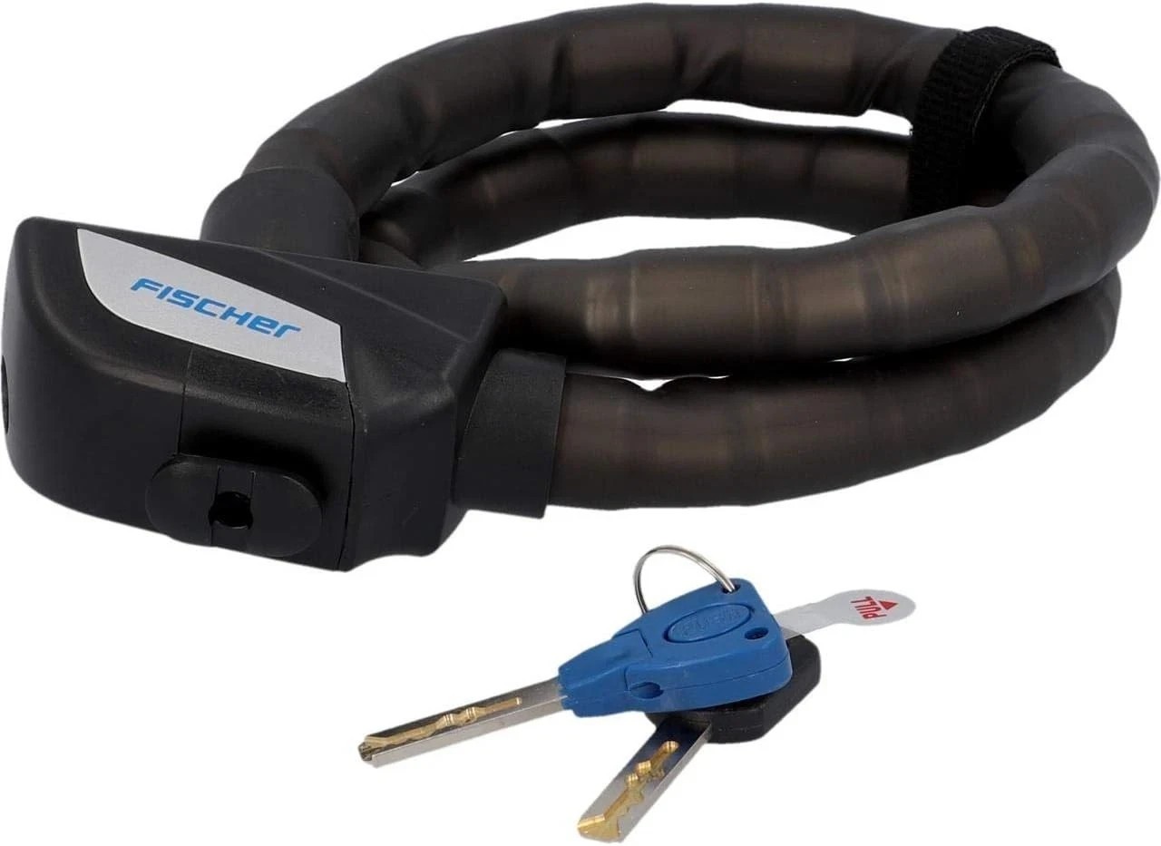 FISCHER LUCCHETTO CATENA Bici Moto 90CM SEC.LVL 8 LED CHIAVE ANTIFURTO