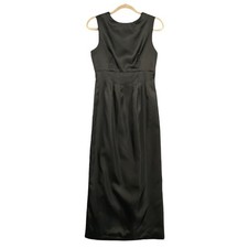 VTG Maxi Sheath Pencil Dress Women Sm Black Satin Sleeveless Party Prom Handmade