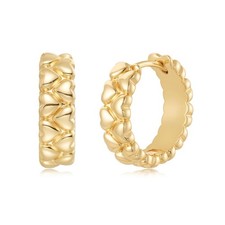 Women Heart Earrings Gold Huggie Band Hoop 14K Gold Plated Small Simple Hypoalle