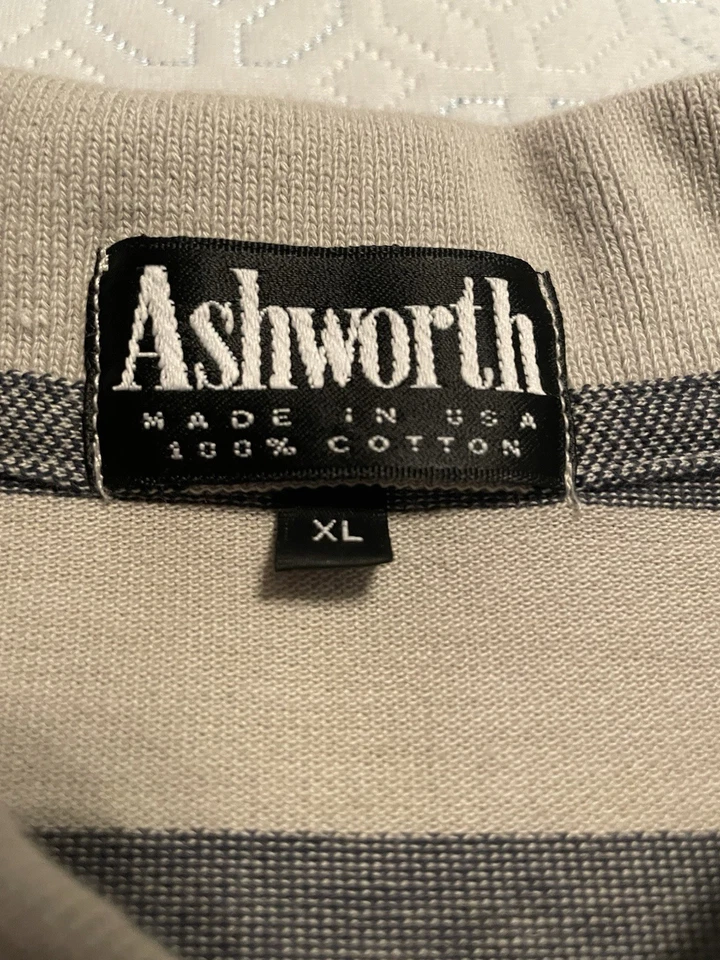 De Colección Ashworth Polo Para Hombres•XL Gris Rayas Hecha en EE. UU. Sweetwater Country Club Golf Foto 4 de 4