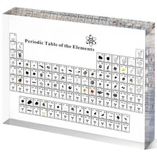Periodic Table with Real Elements Inside, Acrylic 6"L x 4.5"W, Transparent