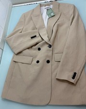 New H M Double Breasted Blazer Jacket Women's Large L Lightweight Peak Lapel