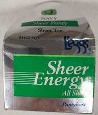 Vintage Leggs Pantyhose Sheer Energy Size Queen Navy New Open Box 64442 SQV