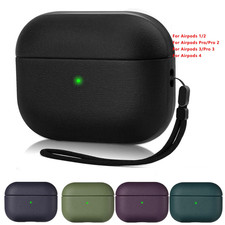 Shockproof Hard PU Leather Cover For Apple AirPods 4 3 2 Pro 2 3rd Gen w/ Strap