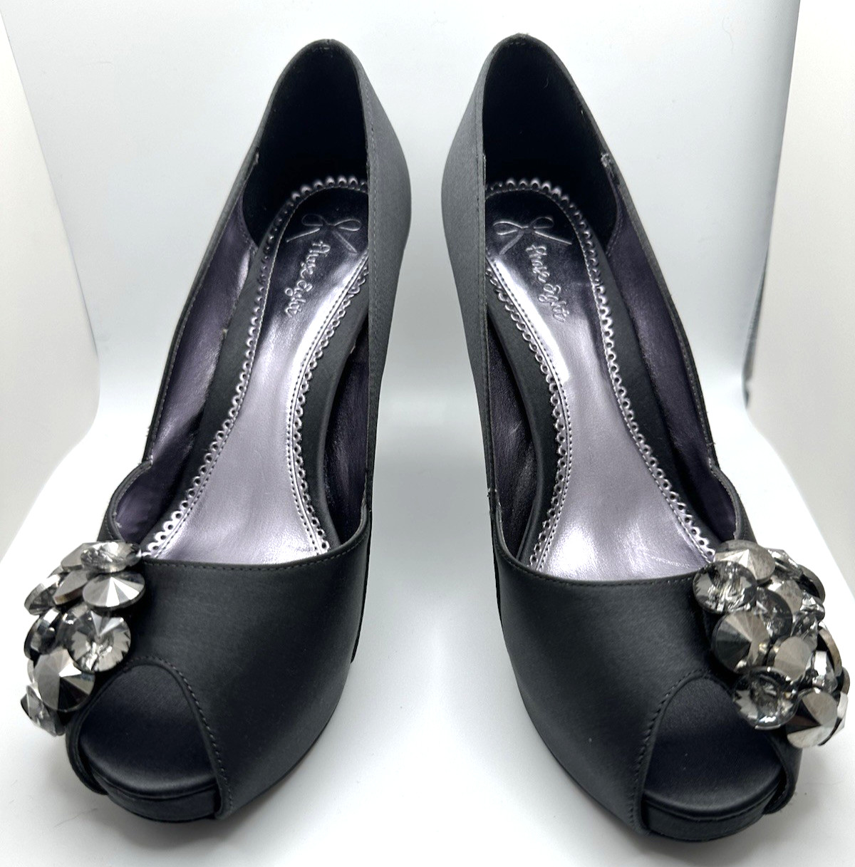 New! Phase Eight UK4 Eu37 US6 charcoal grey satin peep toe platform Ava shoes