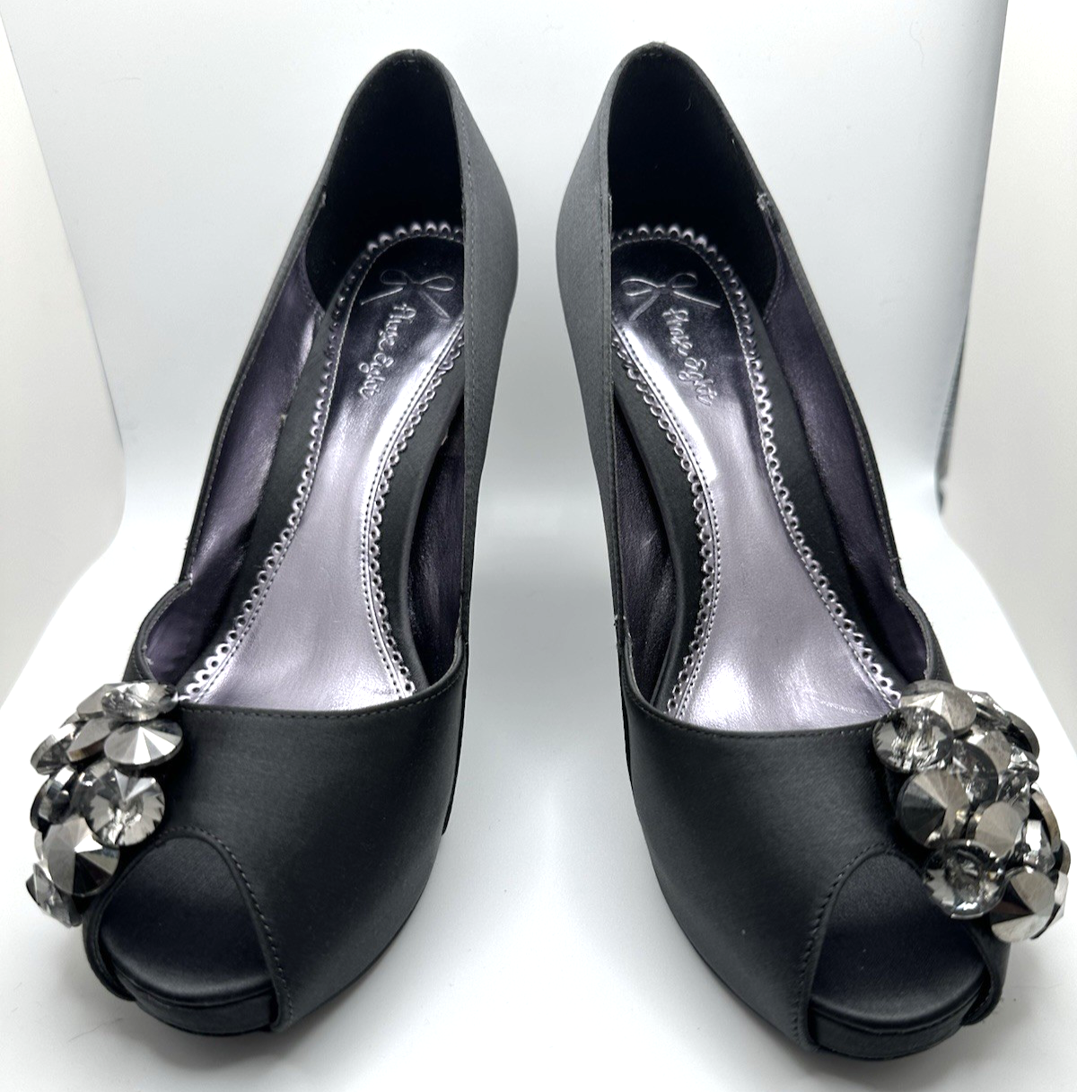 New! Phase Eight UK4 Eu37 US6 charcoal grey satin peep toe platform Ava shoes