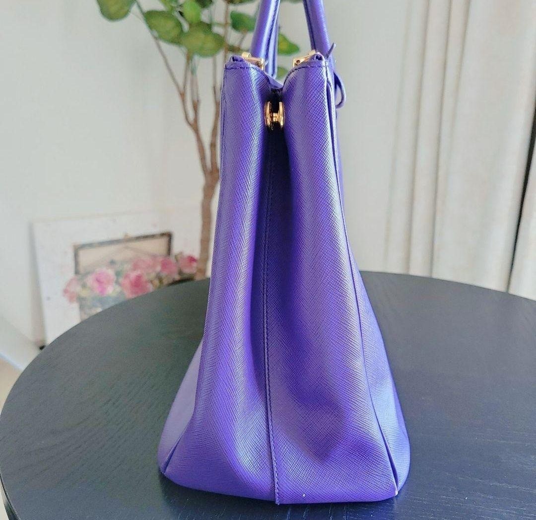 PRADA Galleria Saffiano Large Purple Designer Women Top Handle Bag Zip Authentic thumbnail 2