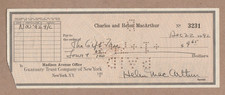 Helen Hayes MacArthur -Autographed Signed Check- First Lady of American Theatre