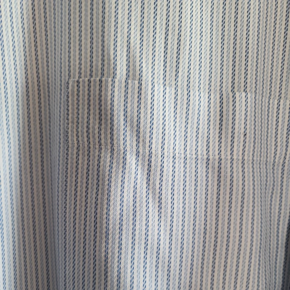 John Nordstrom Shirt Men 16-32 White/Blue Stripped Long Sleeve Dress Slim - Image 4 of 4