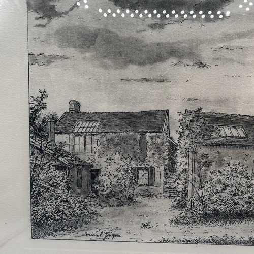 Marcel Jacque Pencil Signed Monochrome Engraving La Maison De Theodore Rousseau - Picture 5 of 6