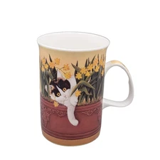 Ashdene Cat Coffee Mug Fine Bone China Kitty Daffodil Cup Floral Microwave Safe