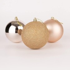 Image of Christmas Baubles Tree Ornament Shiny Glitter Balls Xmas Hanging Decoration 60mm