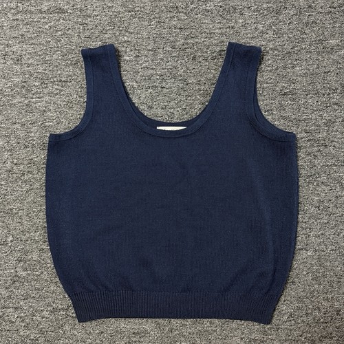 St. John, St. John Basics Navy Blue Santana Knit Tank Top Sweater Vintage 90s Women’s Sz L
